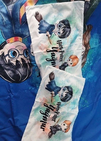 Mavi Harry Potter Baskılı Nevresim ve yastık kılıfı - Görsel 2