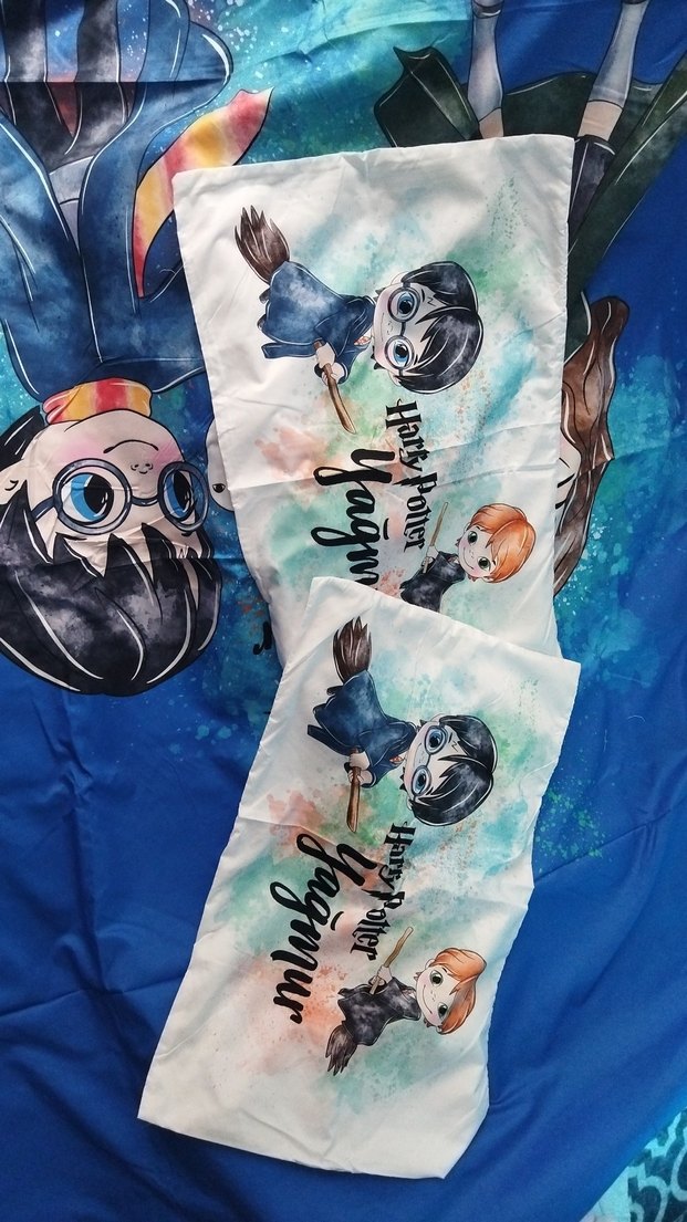 Mavi Harry Potter Baskılı Nevresim ve yastık kılıfı - Görsel 2