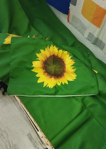 Sarı Bohem Ayçiçeği Desenli Yatak örtüsü ve yastık kılıfı - Görsel 4