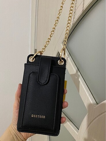 Greyder Siyah Kartlıklı Telefon Çantası