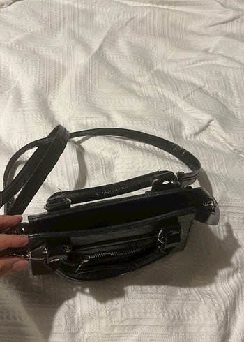 Siyah Deri Yılan Desenli Kadın Çanta - Görsel 2