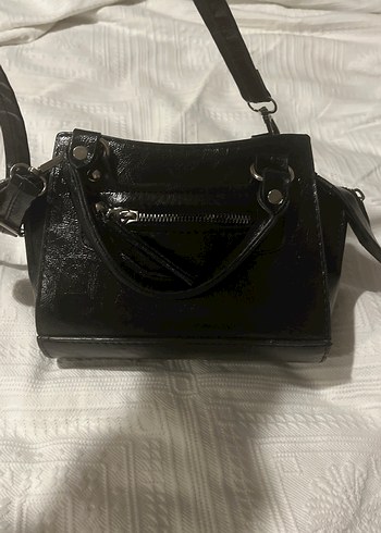 Siyah Deri Yılan Desenli Kadın Çanta - Görsel 3