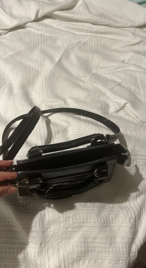 Siyah Deri Yılan Desenli Kadın Çanta - Görsel 2