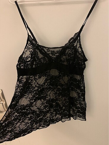 Siyah Dantel Crop Askılı