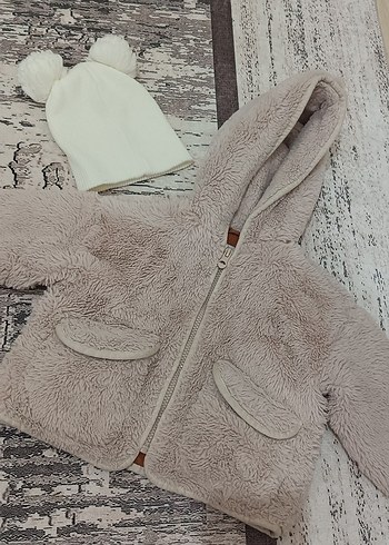 Kız Çocuk Kapüşonlu Peluş Mont