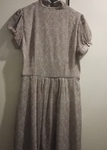 Bej Keten Bohem Midi Elbise - Görsel 13