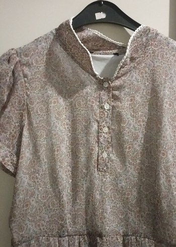 Bej Keten Bohem Midi Elbise - Görsel 7