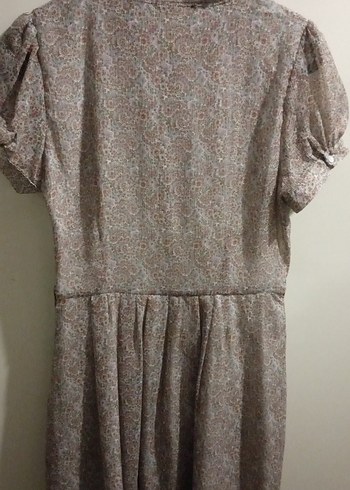 Bej Keten Bohem Midi Elbise - Görsel 11