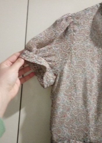 Bej Keten Bohem Midi Elbise - Görsel 8