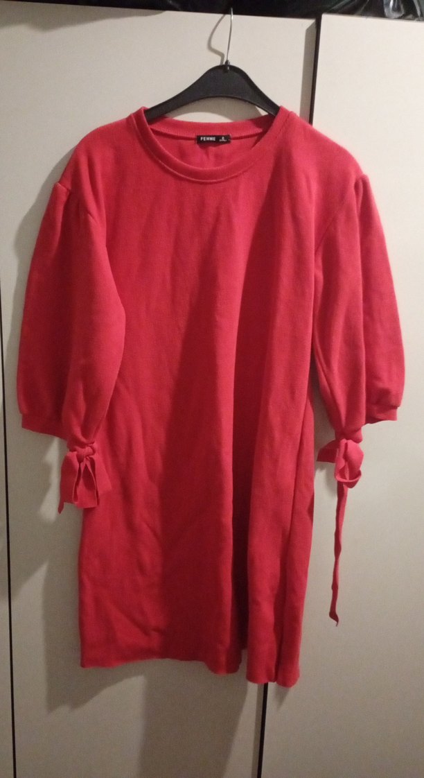 Kırmızı Rahat Kesim Kadın - Görsel 2