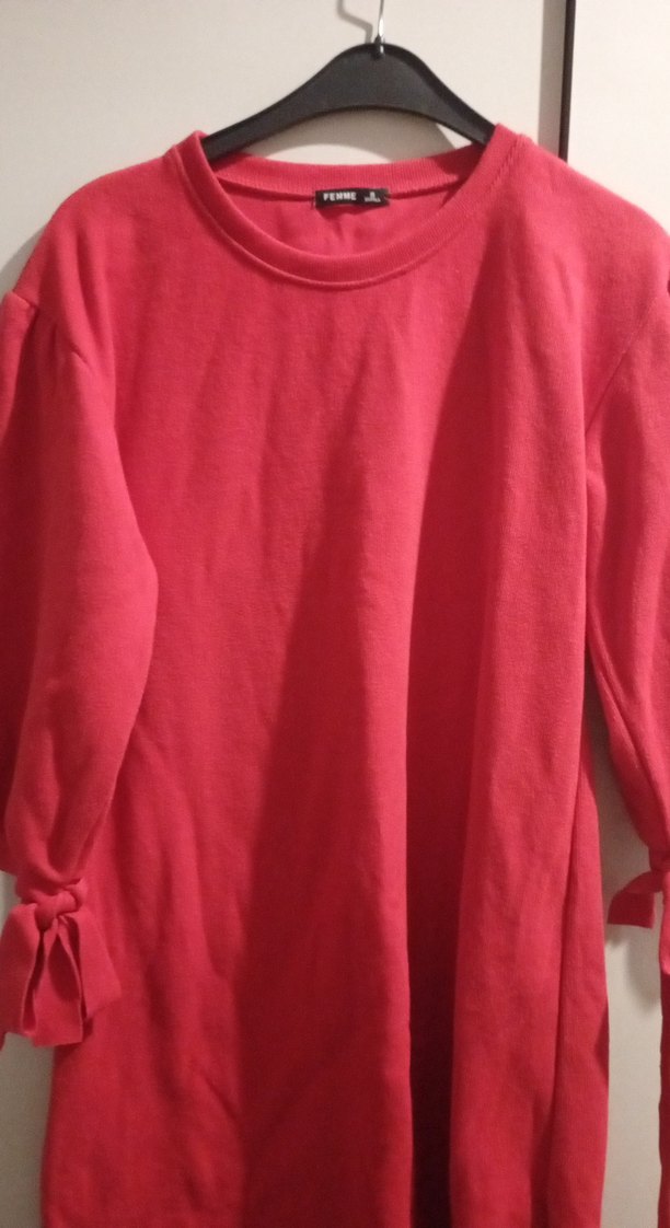 Kırmızı Rahat Kesim Kadın - Görsel 3