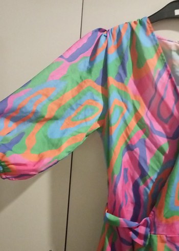 Renkli Tie-Dye Mini Bohem Kadın Elbise - Görsel 3