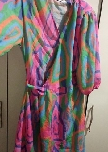 Renkli Tie-Dye Mini Bohem Kadın Elbise - Görsel 4