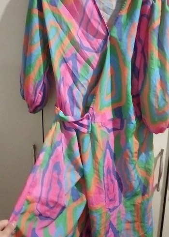 Renkli Tie-Dye Mini Bohem Kadın Elbise - Görsel 8