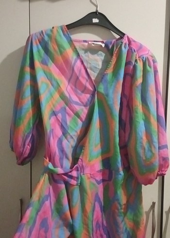 Renkli Tie-Dye Mini Bohem Kadın Elbise - Görsel 9