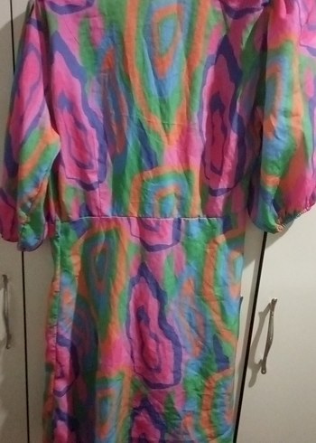 Renkli Tie-Dye Mini Bohem Kadın Elbise - Görsel 10