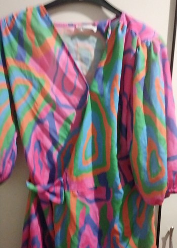 Renkli Tie-Dye Mini Bohem Kadın Elbise - Görsel 6