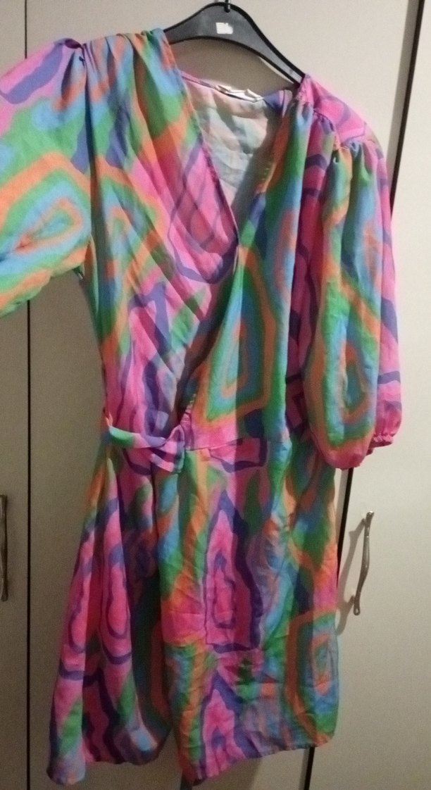 Renkli Tie-Dye Mini Bohem Kadın Elbise - Görsel 4