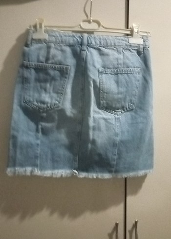 Mavi Bağcıklı Kısa Denim Etek - Görsel 6