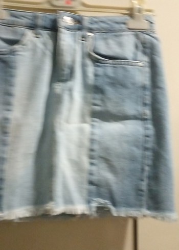 Mavi Bağcıklı Kısa Denim Etek - Görsel 3