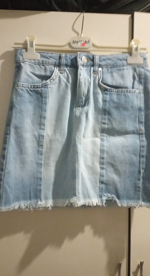 Mavi Bağcıklı Kısa Denim Etek - Görsel 2