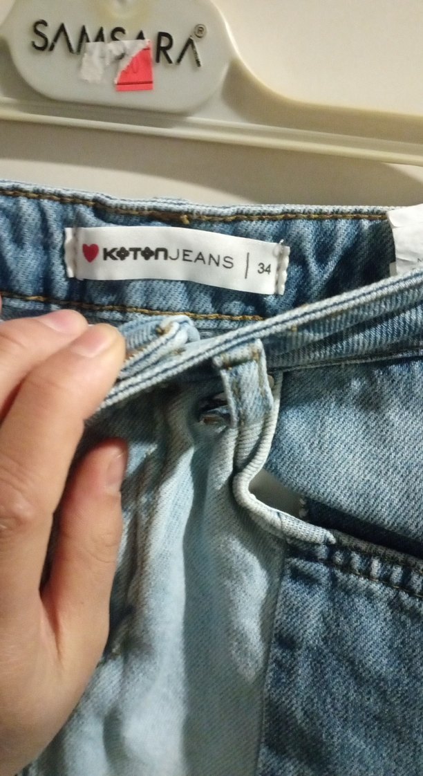 Mavi Bağcıklı Kısa Denim Etek - Görsel 4