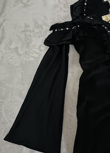 s Beden siyah Renk Zımba detaylı kısa elbise 