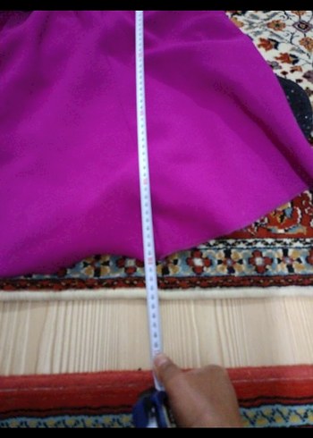 Fuşya uzun Straplez Fırfırlı Gotik Elbise. - Görsel 4