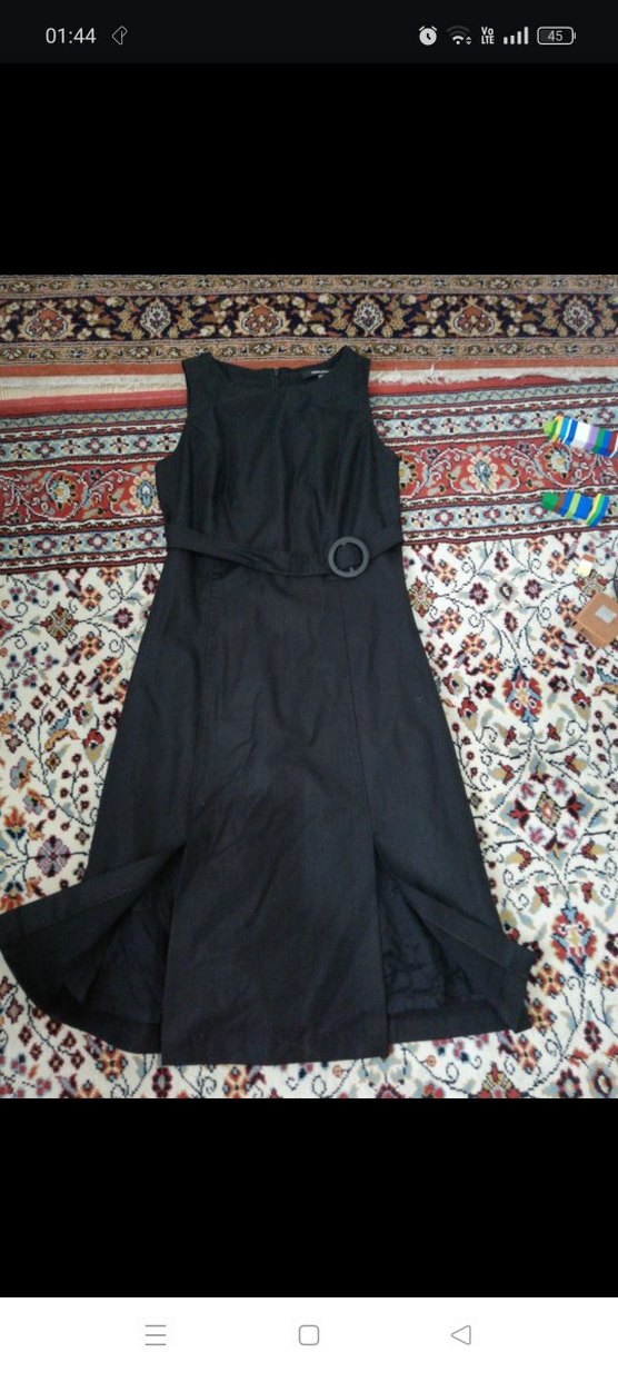 Siyah Midi Monica Ricci  Kolsuz, Drapeli - Görsel 3