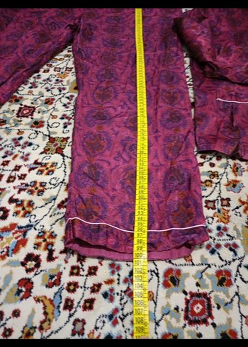 Bordo  Uzun Kollu Bol Pijama Takımı. Emirates Dubai. - Görsel 3