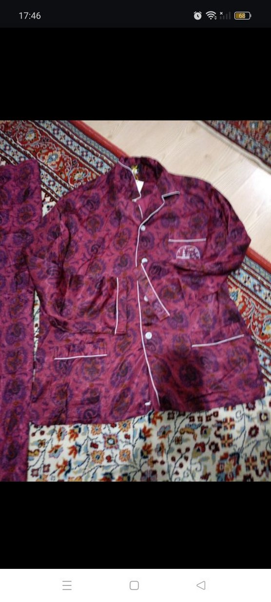 Bordo  Uzun Kollu Bol Pijama Takımı. Emirates Dubai. - Görsel 2