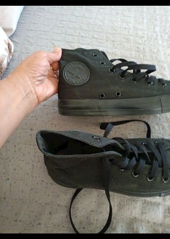 Converse Siyah Gri Bağcıklı Rock Punk Spor Ayakkabı