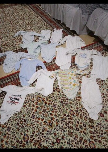 Bebek için beyaz ve desenli çıtçıtlı. 15. parça hepsi. - Görsel 2