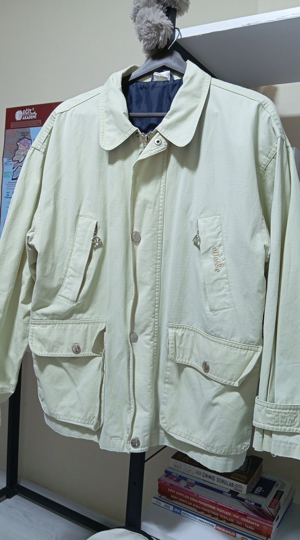 ELLESSE Bej Düğmeli Pamuklu vintage Erkek Ceket - Görsel 3