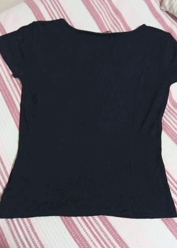 Siyah Pamuklu Fermuarlı Kısa Kollu Kadın Tişört - Görsel 3