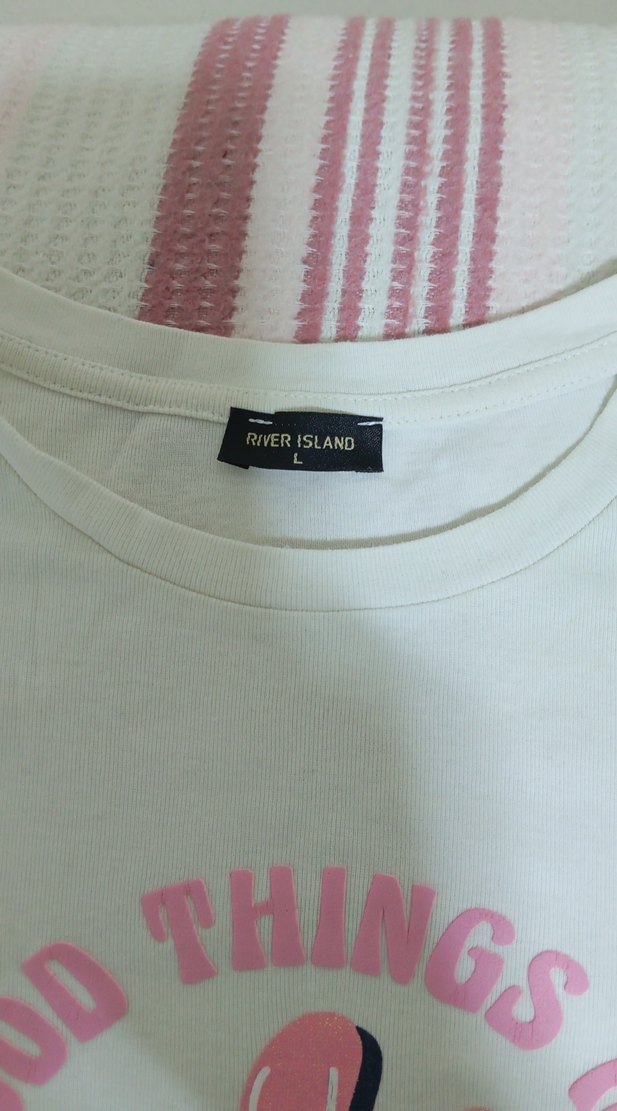 Kız Çocuk Pembe Baskılı Beyaz Tişört - Görsel 2