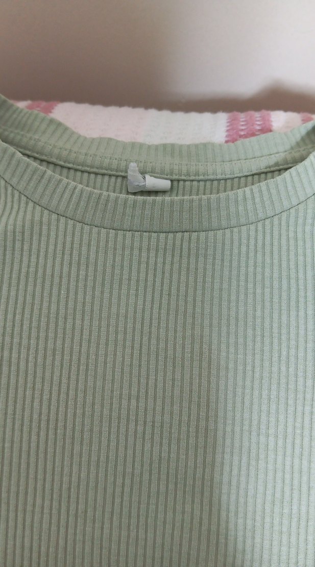 Yeşil Kısa Kollu Fitilli Tişört - Görsel 2