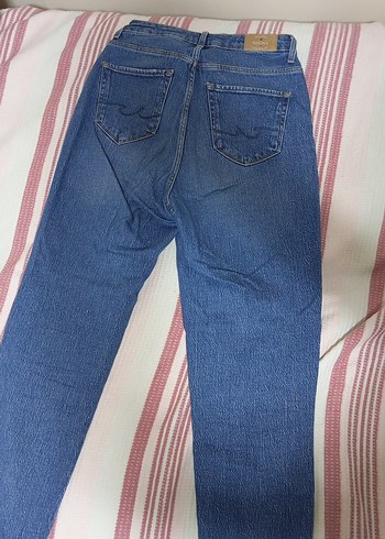 Kadın Mavi Normal Boy Denim Pantolon - Görsel 4