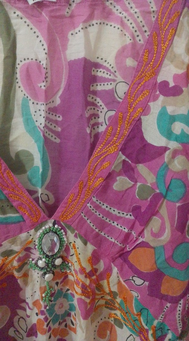 Bohem Uzun Kollu V Yaka Batik pareo - Görsel 3