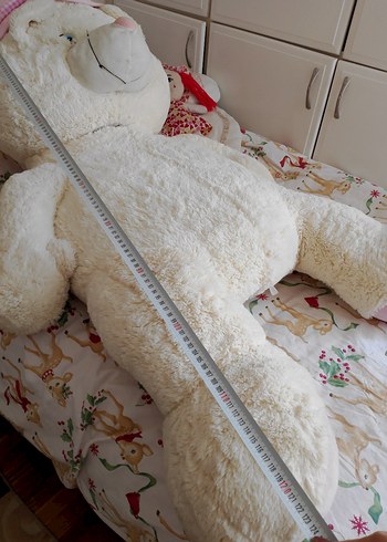 Pembe şapkalı büyük peluş ayı oyuncağı - Görsel 4