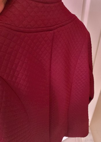 Bordo Kadın Deri Fermuarlı Ceket - Görsel 4