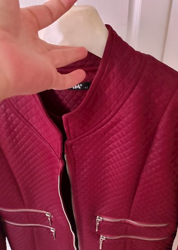 Bordo Kadın Deri Fermuarlı Ceket - Görsel 3