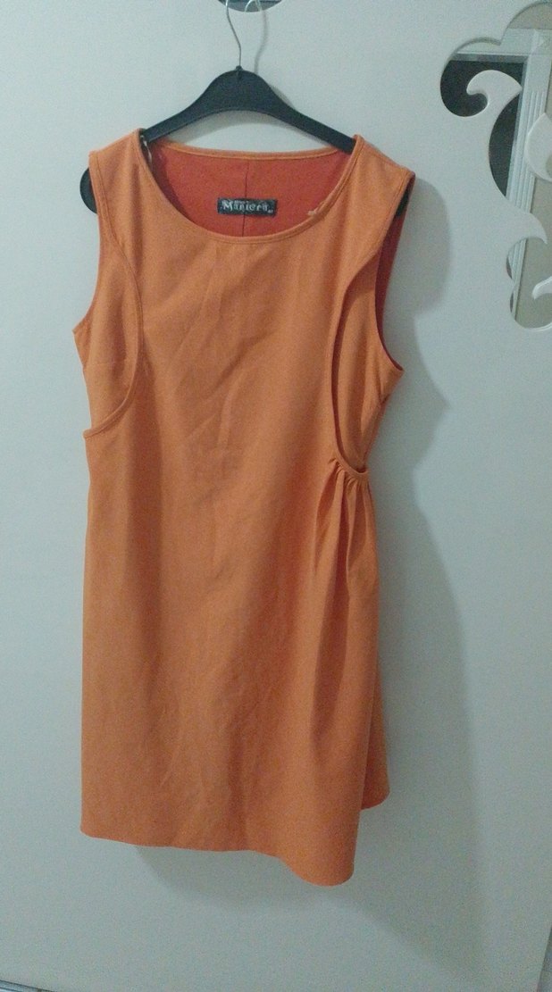 Bej Kolsuz Midi elbise - Görsel 2