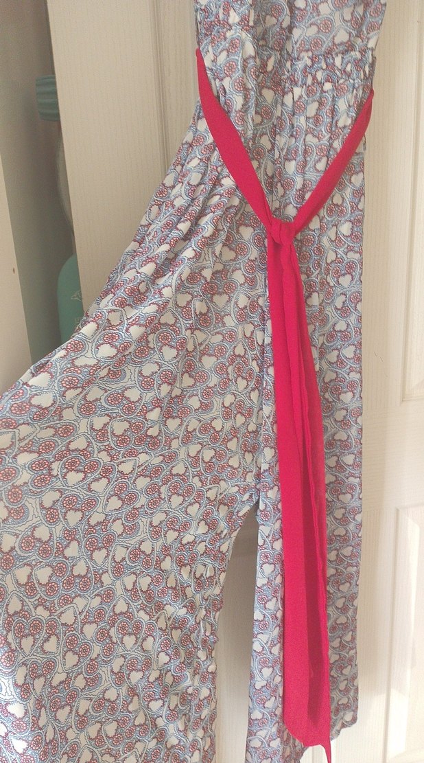 V Yaka Bohem Çok Renkli Uzun bol paça tulum - Görsel 3