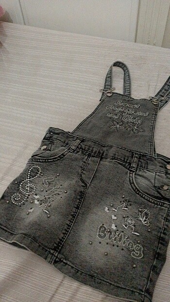 Kız çocuk etekli salopet - Görsel 5