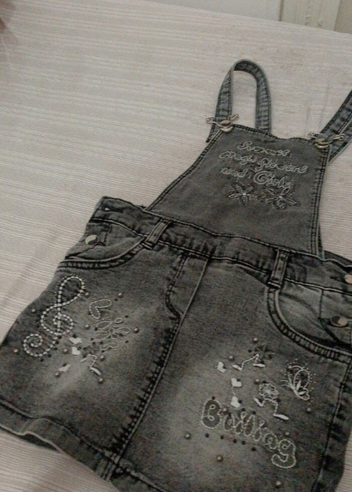 Kız çocuk etekli salopet - Görsel 5