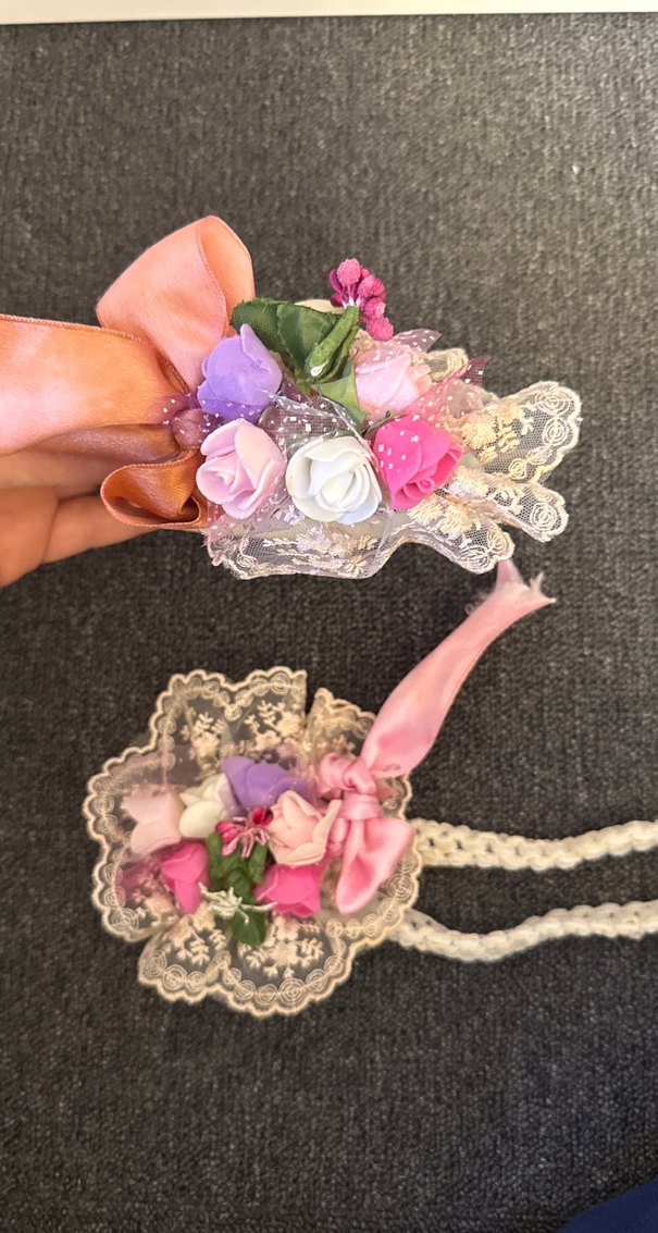 Dantel ve Çiçek Detaylı Pembe Çocuk Saç Aksesuarları - Görsel 2