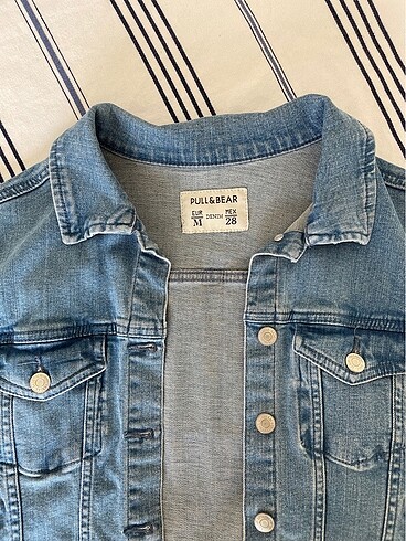 Pull&Bear Üste Oturan Dar Kalıplı Mavi Kot Ceket