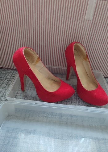 Kırmızı Stiletto Topuklu Kadın Ayakkabı
