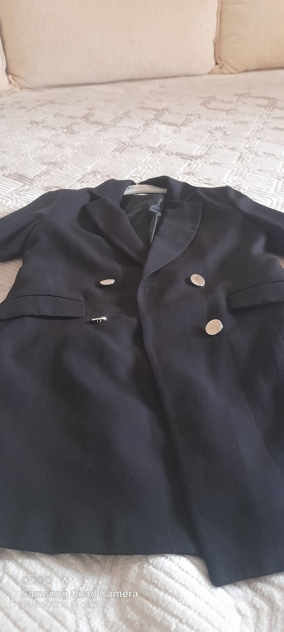 Siyah Düğmeli Uzun Kadın Blazer - Görsel 2